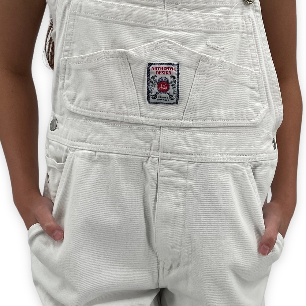 Vintage Y2K GAP Shortalls White Overalls Shorts 100% Cotton | Kids XL Women's XS - Picture 5 of 12